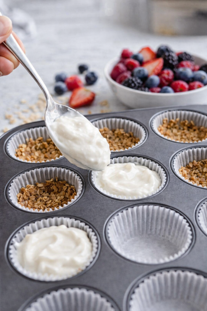 High Protein Frozen Yogurt Granola Cups (Easy Snack)